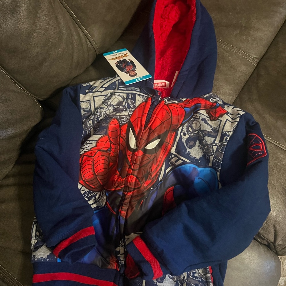 Marvel Spider-Man Plush Hoodie in Red and Blue